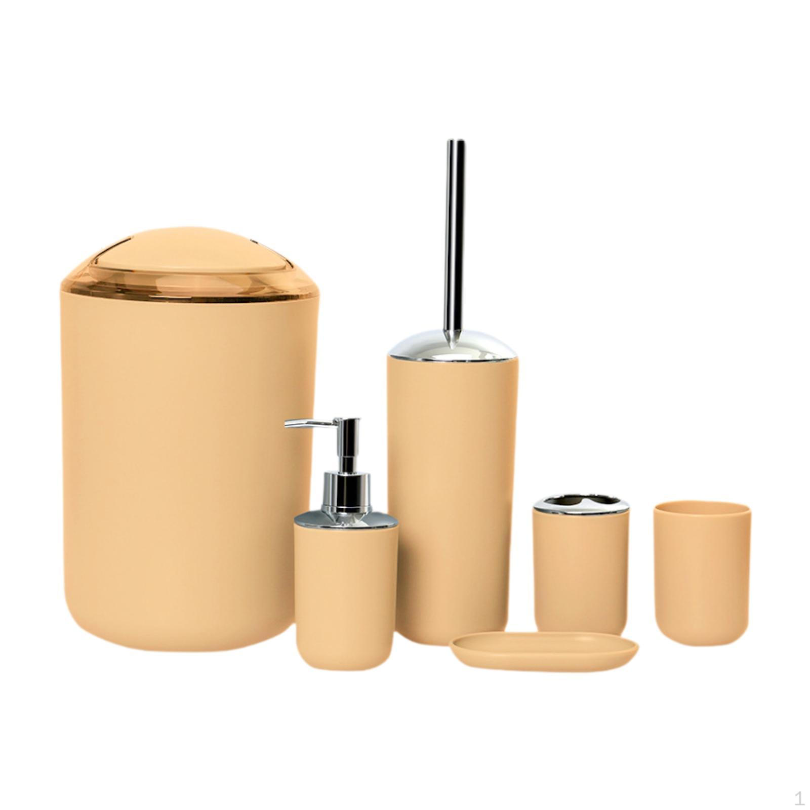 

Набор из 6 банных принадлежностей с дозатором для мыла жёлтый