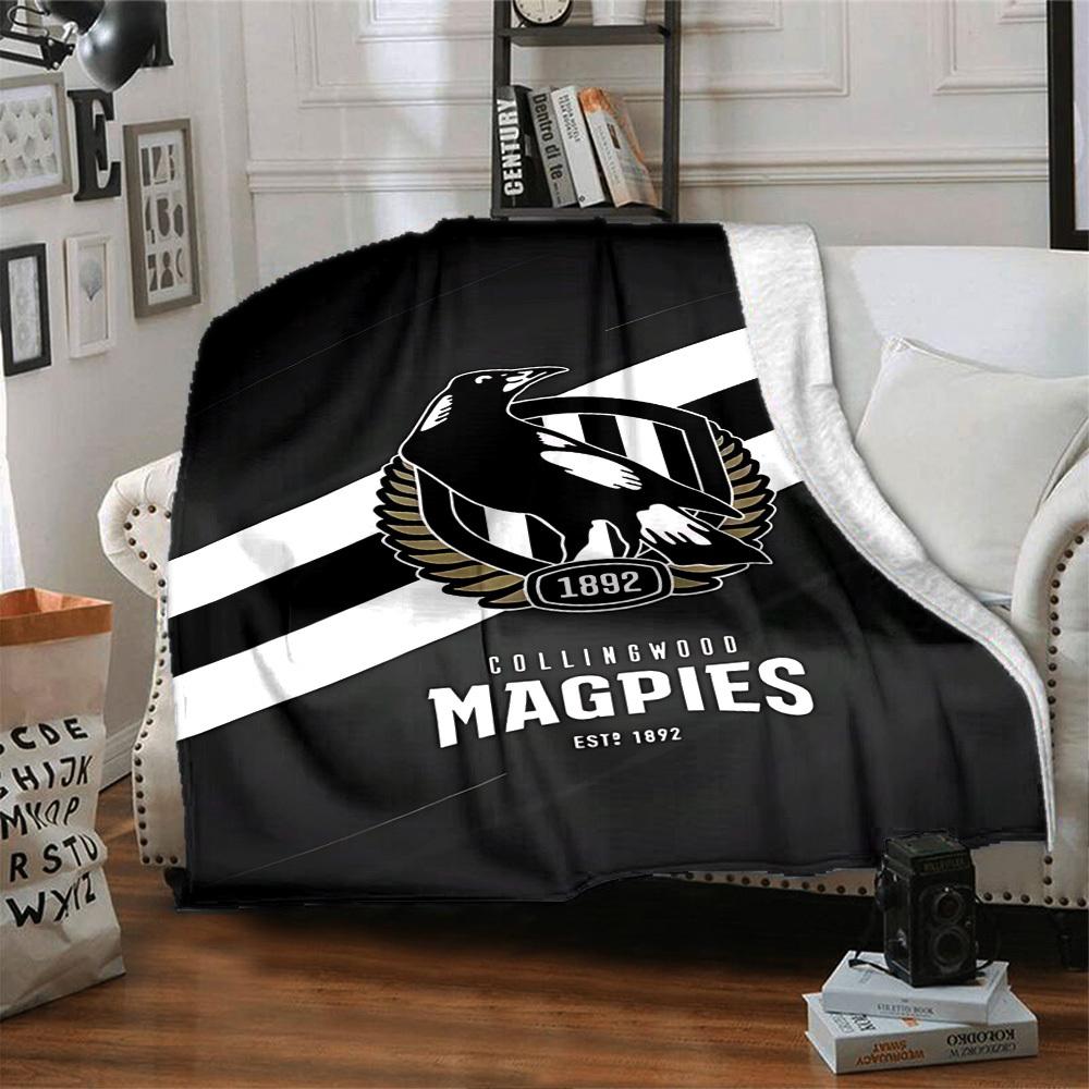 1pc Collingwood Magpies Throw Blanket - Soft Flannel, Cozy All-Season Polyester Perfect for Home, Office, Bedroom 1101