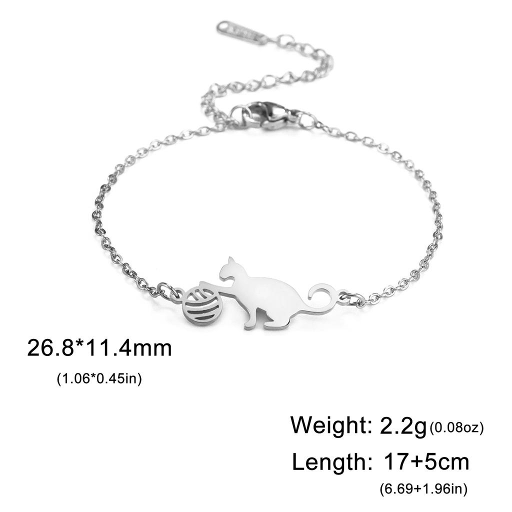 Cazador Cat Playing Ball of Yarn Bracelets for Women Stainless Steel Animal Cute Kitten Charm Bracelet Jewelry Wedding Gift 2026