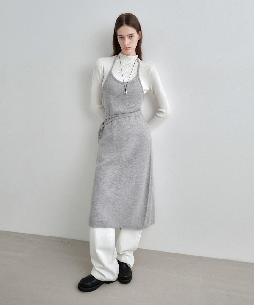 Mongdol Mohair Layered Knit Long Dress Gray Mdop054Gray