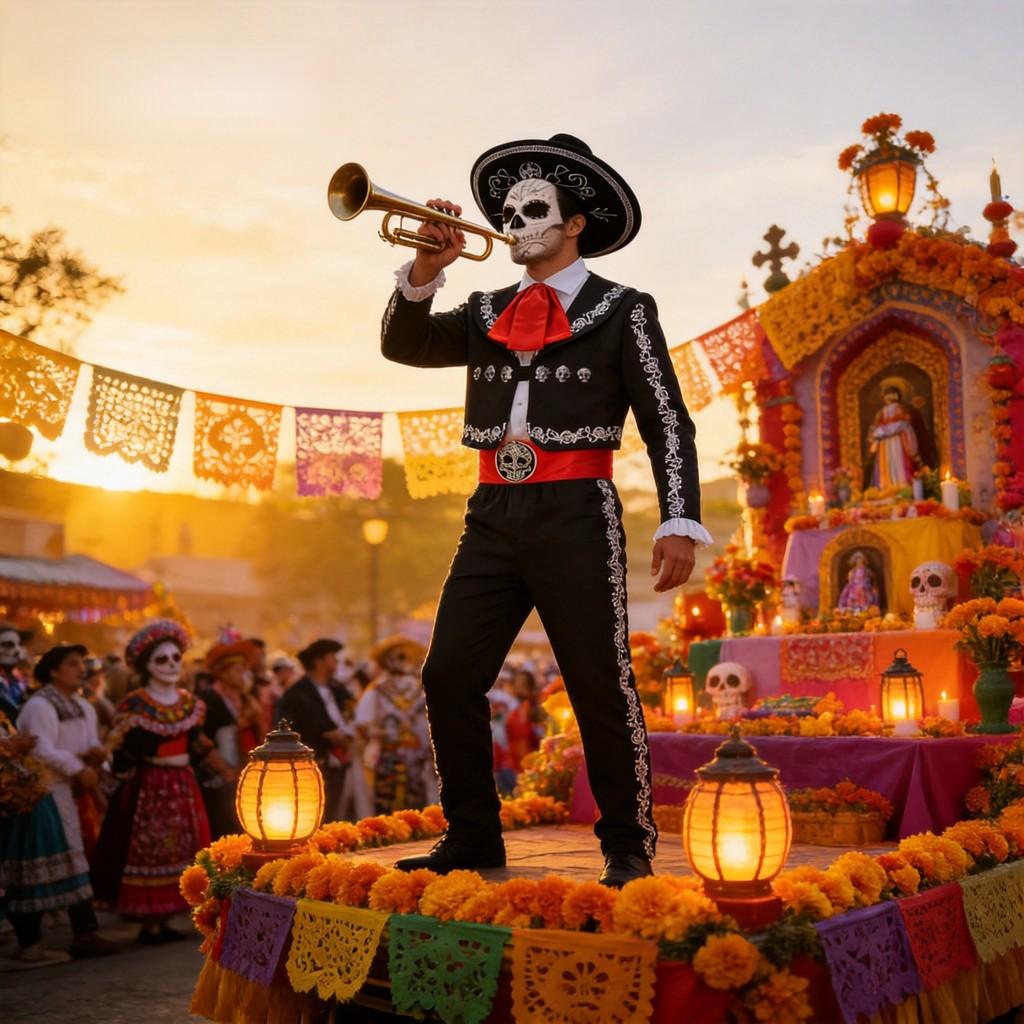 Da De Muertos Skeleton Costume For Men With Printed Design For Halloween Parties