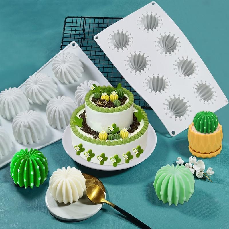 8-piece Cactus Silicone Mold DIY Mousse Cake Chocolate Pudding Mold Moldes De Silicona Para Repostería  Bakery Accessories