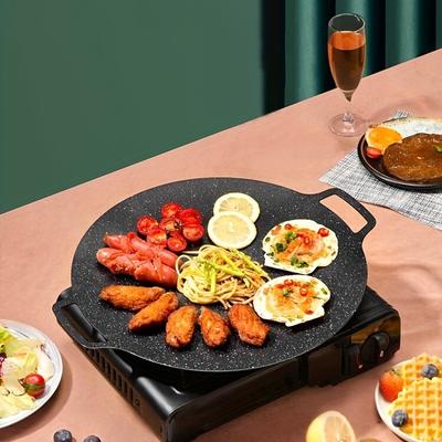 30cm BBQ Pot Multi-Griddle Iron Plate Korean Barbecue Grill Grill Pan Korean Grill Pan Outdoor Portable Induction Cooker 1pc