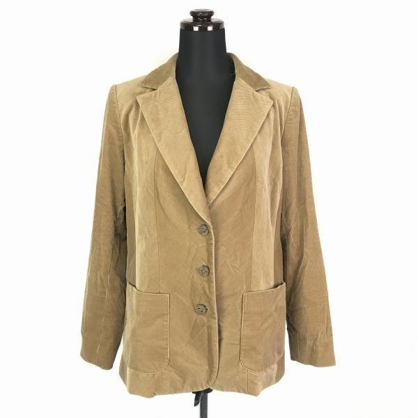 

Сделано в Японии Leilian Кашемировая смесь Вельветовый приталенный пиджак 11 Женский L Коричневый Карманы с обеих сторон Leilian