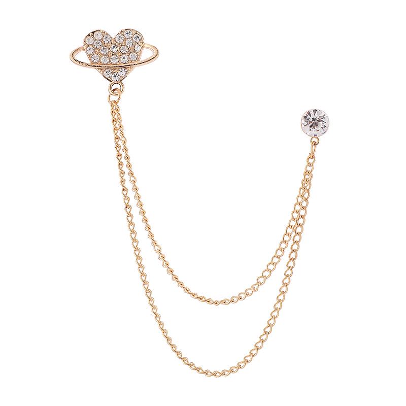 Men's Luxury Lapel Pin Brooch Set - High-End Suit Chain Badge for New Year Gift