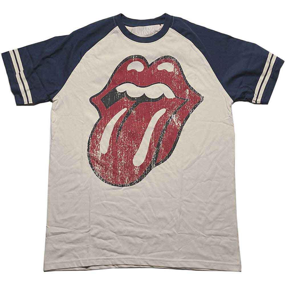 The Rolling Stones - Lick - Потрепанный язык - XL Натуральный и темно-синий реглан футболка Унисекс Футболка S