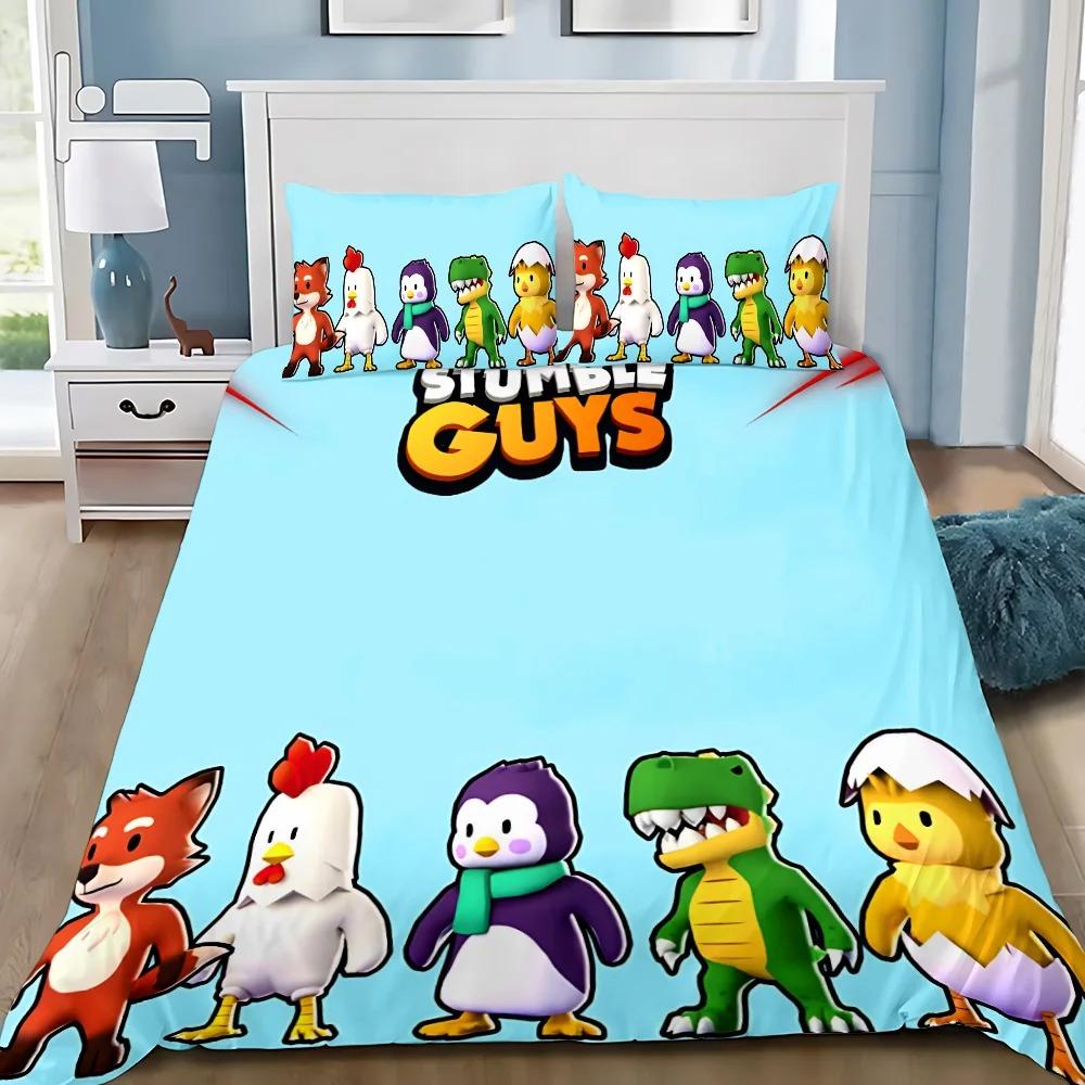 

3D Print HOT Game S-S-Stumbles Guys Bedding Set,Girls Adult Single Twin Queen Size, Duvet Cover Pillowcase Bedding (135x200cm)