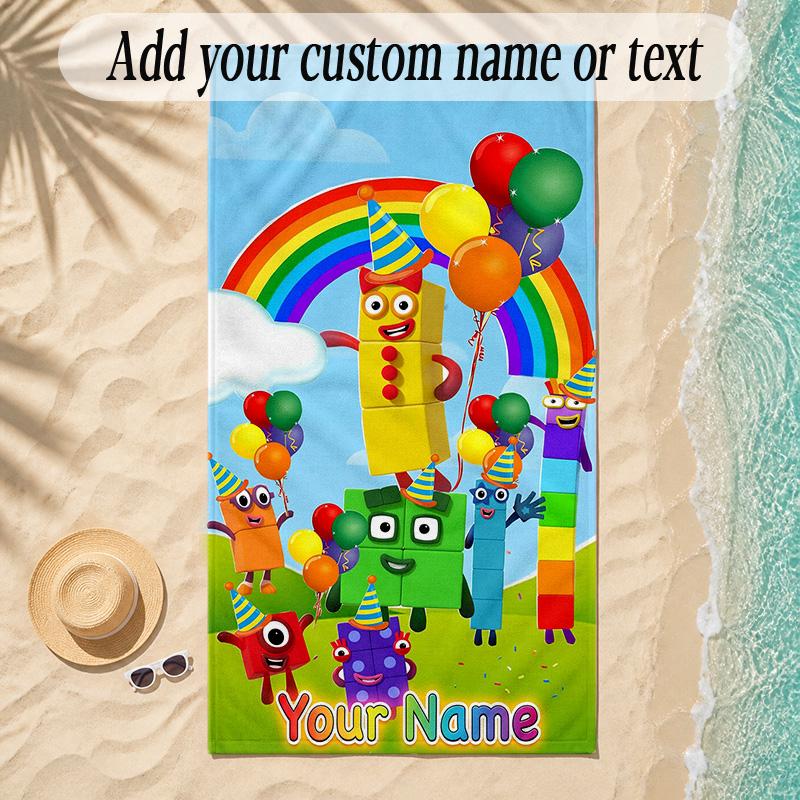 Beach TowelNumberblock Custom Name Text Personalized Soft Towel for Beach Pool Indoor Home Decor Gift