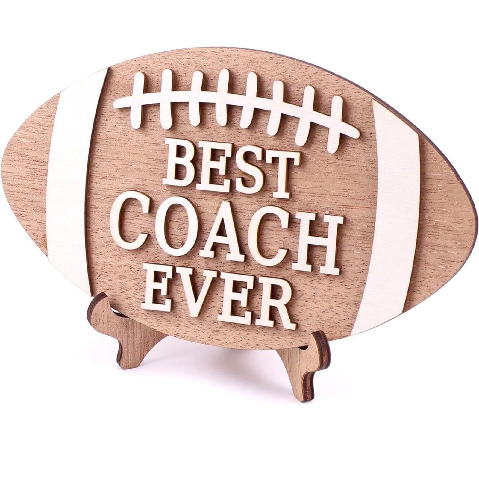 

Best Ever, Football Desk Sign, Personalized Gift For Coaches, Appreciation And End Of Gifts