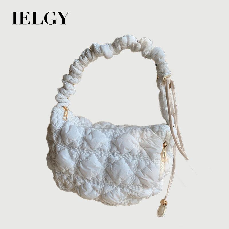 IELGY All-Match One-Shoulder Underarm Korean Version Down Padded Jacket Bag Casual Cross-Body Folded Cloud Bag