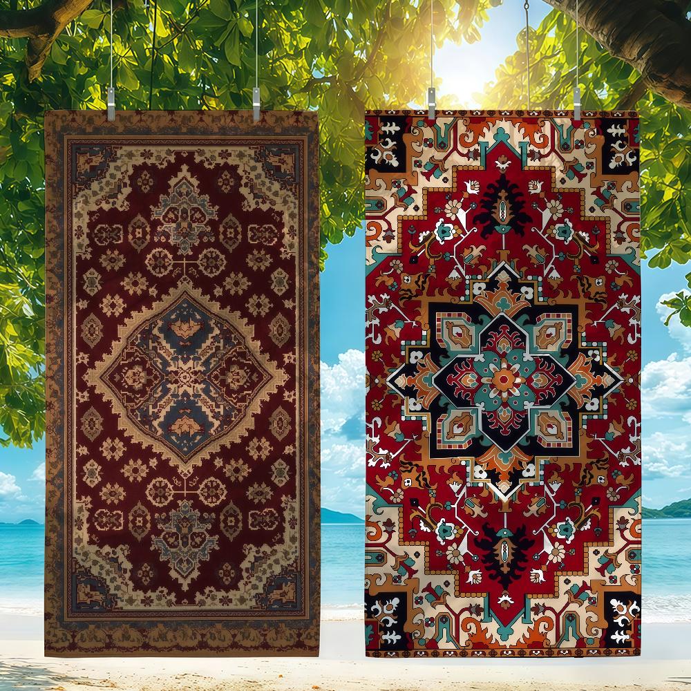 Art Persian Carpet Towel Beach Towel Travel Lightweight Skin Friendly For Pool Beach Camping Cruise Summer