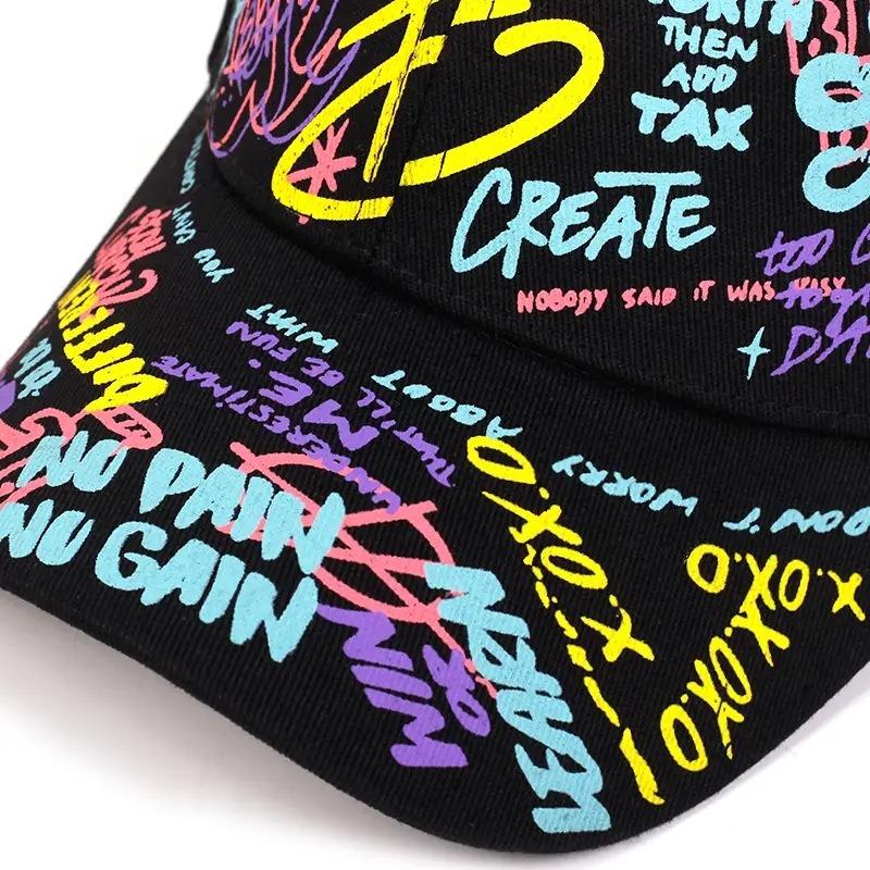 Color graffiti hip-hop baseball cap casual sunscreen printed cap personalized hat trendy men and women