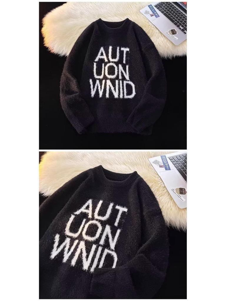 Amerikanischer Stil Lockerer Nerzpullover - Rundhalsausschnitt, Retro, Vielseitiges Herbst/Winter Oberteil für Paare