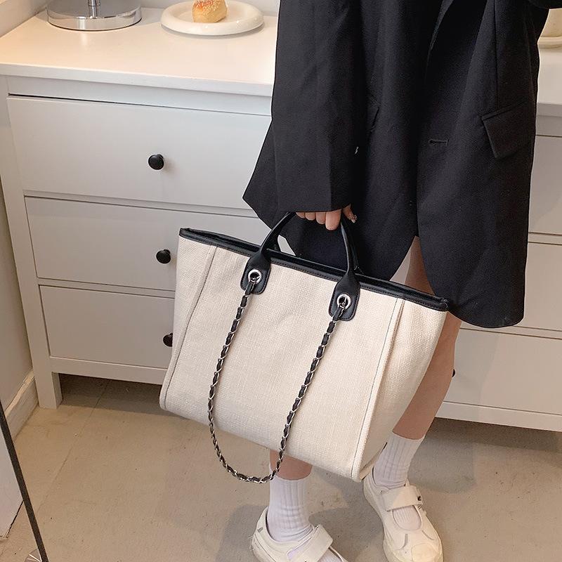 Women's Bag New Large-capacity Trendy Bag Contrasting Color Chain Tote Bag, Shoulder Bag Portable
