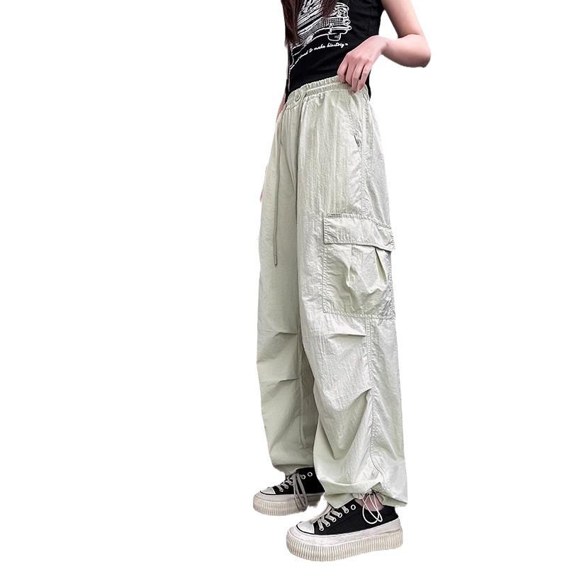 Spodnie Cargo Dziewczęce Letnie Cienkie Luźny krój Szerokie nogawki Długie spodnie Modne Uczennice Gimnazjum Casualowe