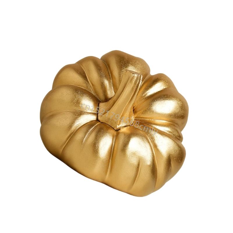 Gold Pumpkin Autumn Decors Decorative Pumpkin for Halloween Thanksgiving Mantles 6XDE