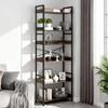 Industrial Bookshelf, 6-Tier, Vintage Ladder Shelf Bookshelves and Bookcases, with Metal Frame, Book Organizer with Open Shelves, for Living Room,