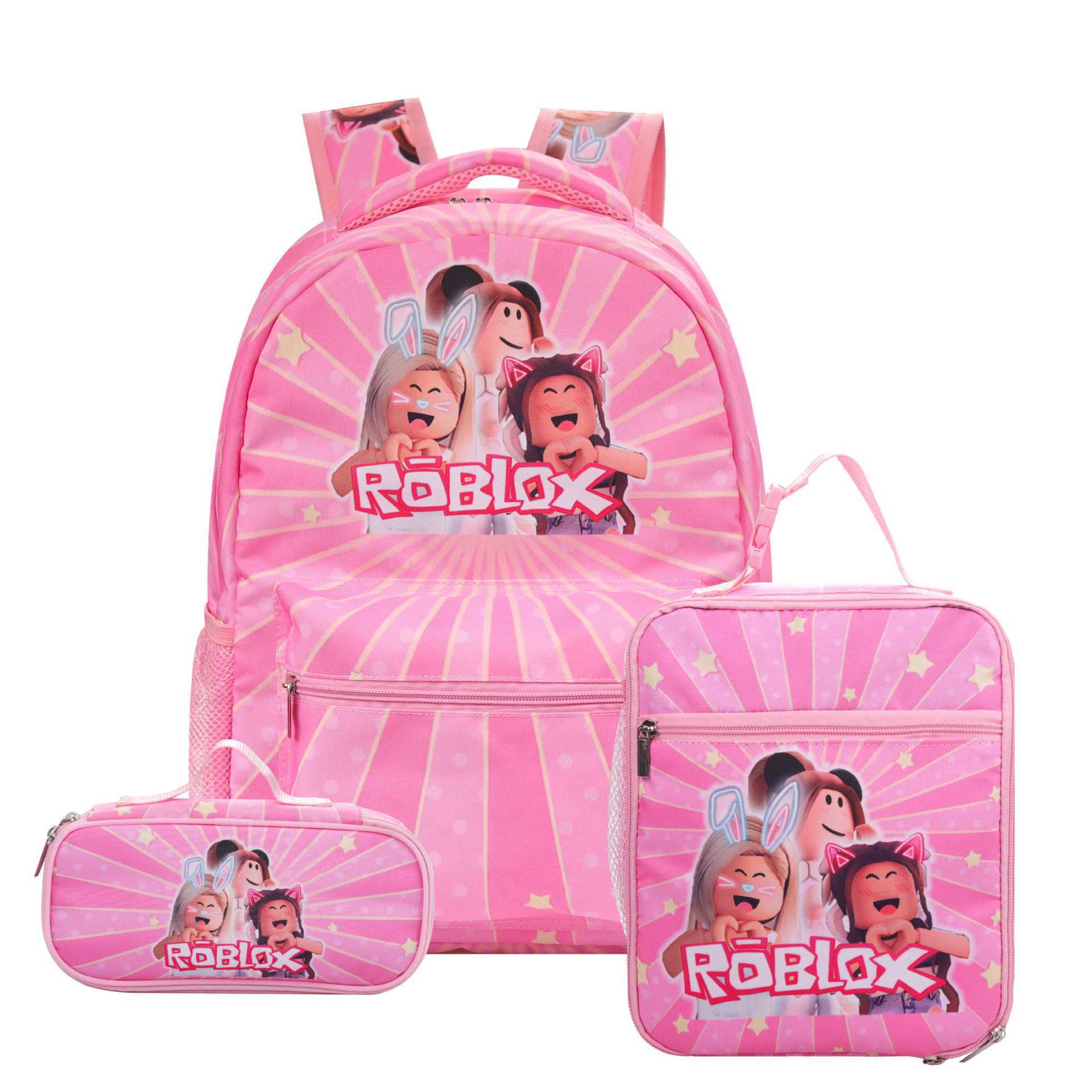 Virtual World Elementary And Secondary School Girls School Bag Backpack Lunch Bag Double Pencil Bag Three-Piece Set Pencil case