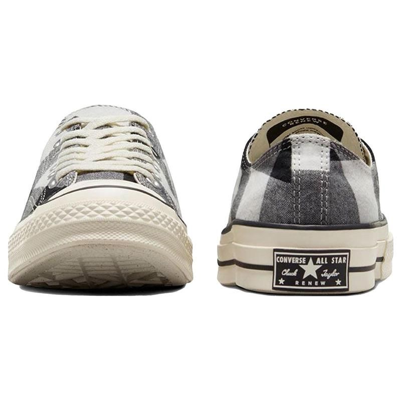 Beyond Retro x Converse Chuck 70 Low Upcycled Flannel Unisex Sneakers Black Grey Pristine A05313C