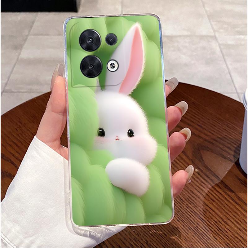 For Oppo Reno8 5G Case Oppo Reno 8 Pro Phone Case Luxury Cute Love Heart Rabbit Funny Clear Soft TPU Silicone Back Cover Bumper
