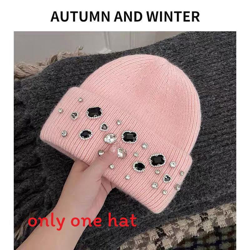 Girls Handcrafted Water Drill Wool Hat With Knit Design For Autumn Winter Kids Fashion