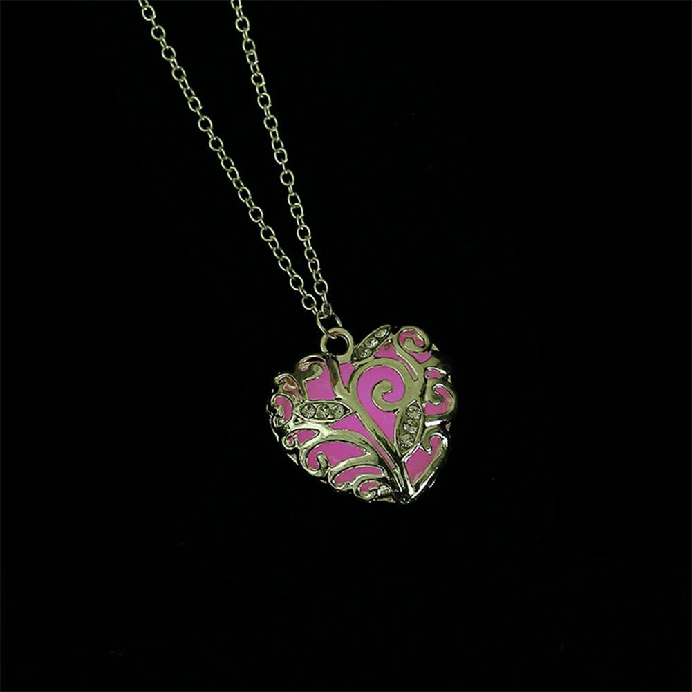 Night glow heart pendant love heart openwork luminous necklace sweater chain