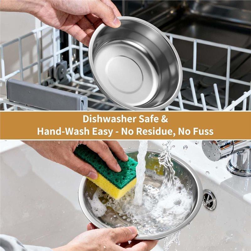 A84E-6PCS Stainless Steel Cat Bowls Dishes 5.6" Metal Shallow Wide Whisker Friendly Cat Food Water Feeding Bowl