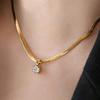 1pc Women's Titanium Steel Necklace, Paired with A Square Zirconia Pendant, Suitable for Daily Wear and Holiday Gift Giving