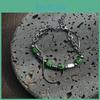 Handcrafted Chinese Style Double Layer Bracelet With Natural Green Stone Beads For Unisex Jewelry