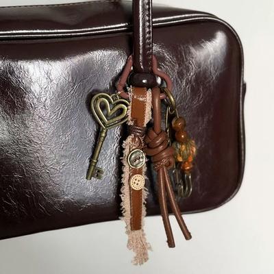 Borsa Chiavi Bronzo Retro Antico Originale Realizzata in Stile Vintage Autunno e Inverno Ciondolo Color Caffè