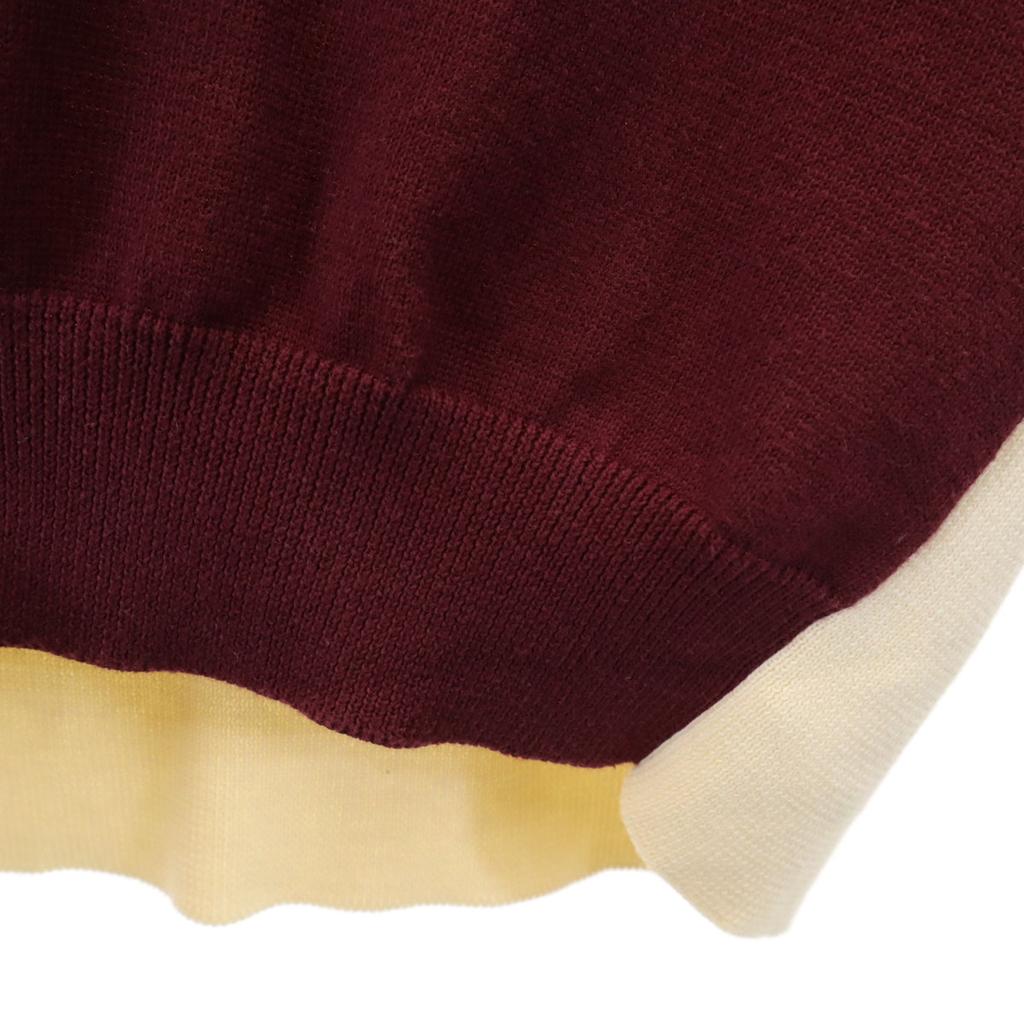 Marni Made In Italy Long Sleeve V Neck Knit Cardigan 38 Wine-red Women Used