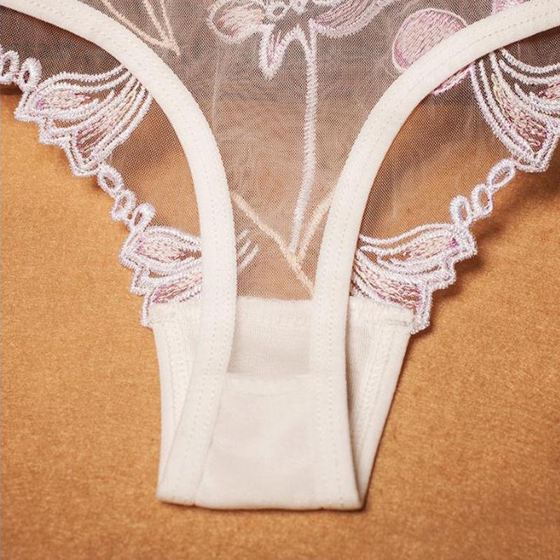 Women Sexy Lace Panties Cotton Crotch Low Waist Transparent Underwear Briefs