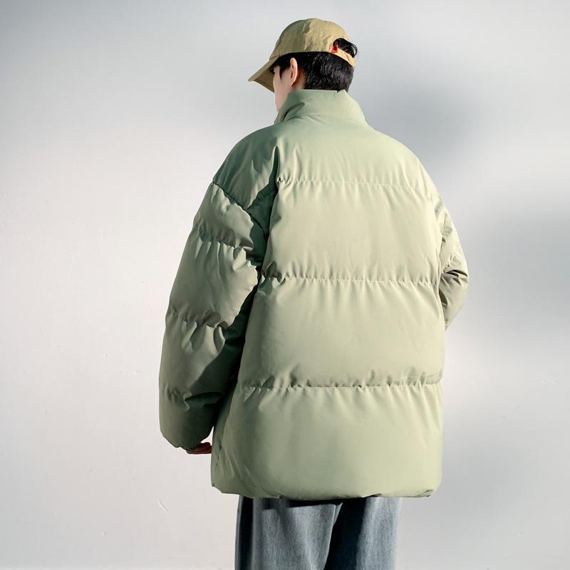 Winter New Stand-up Collar Simple Sports Thickened Warm Cotton Clothes Solid Color Couple Loose Trend Cotton Coat