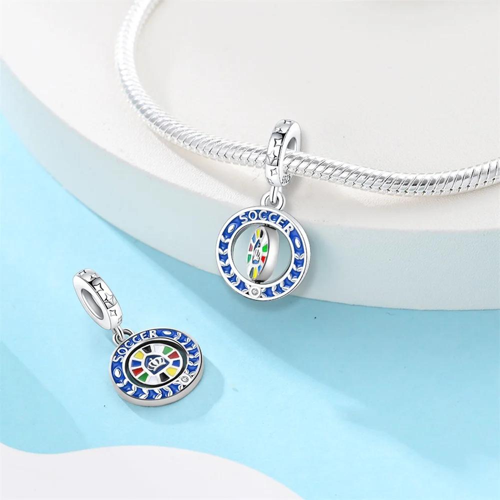 Original Charms Copper Lucky Pendant Football Beads Fit Bracelet Women Jewelry Making Diy Gift