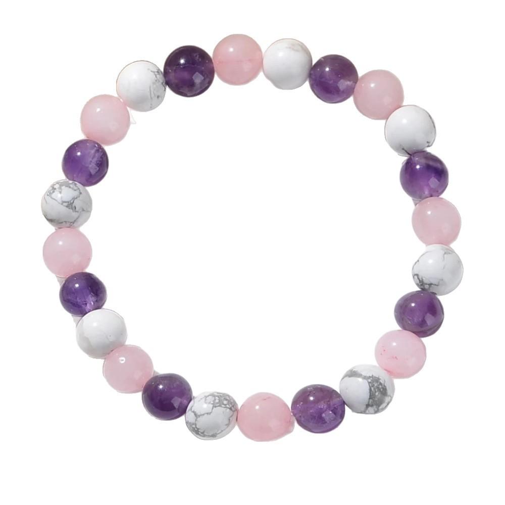 Natural Stone 8mm Round Beaded Stretch Bracelet in Three Colors for Men and Women
