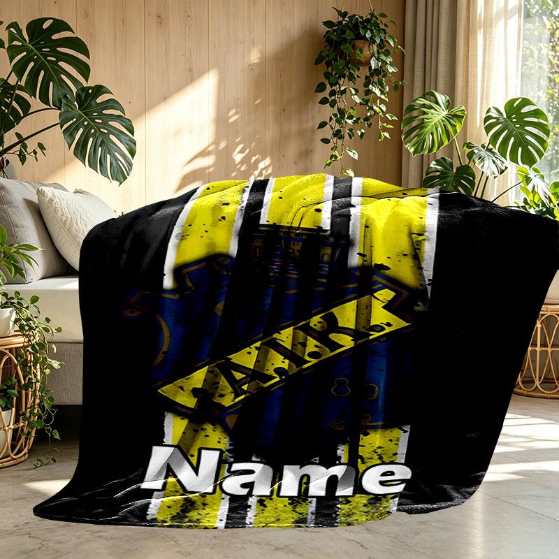 Custom Name Personalized AIK Fotboll Print Blanket, Home Decor, Bedroom, Sofa, Camping, Couch, Gifts for Birthday Christmas