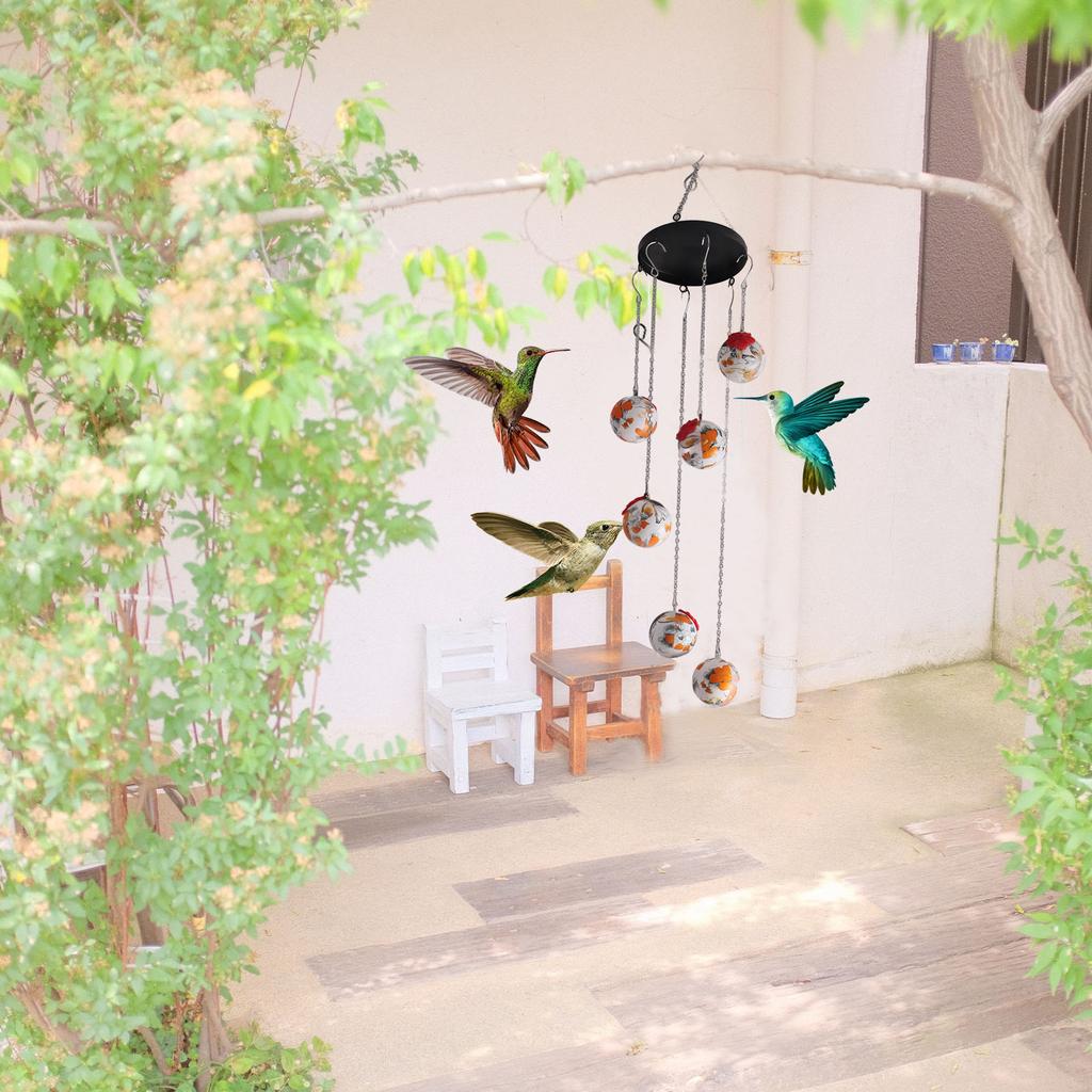 Wind Chime Bird Feeder Decorative Hanging Outdoor Hummingbird Feeder for Garden Yard Patio