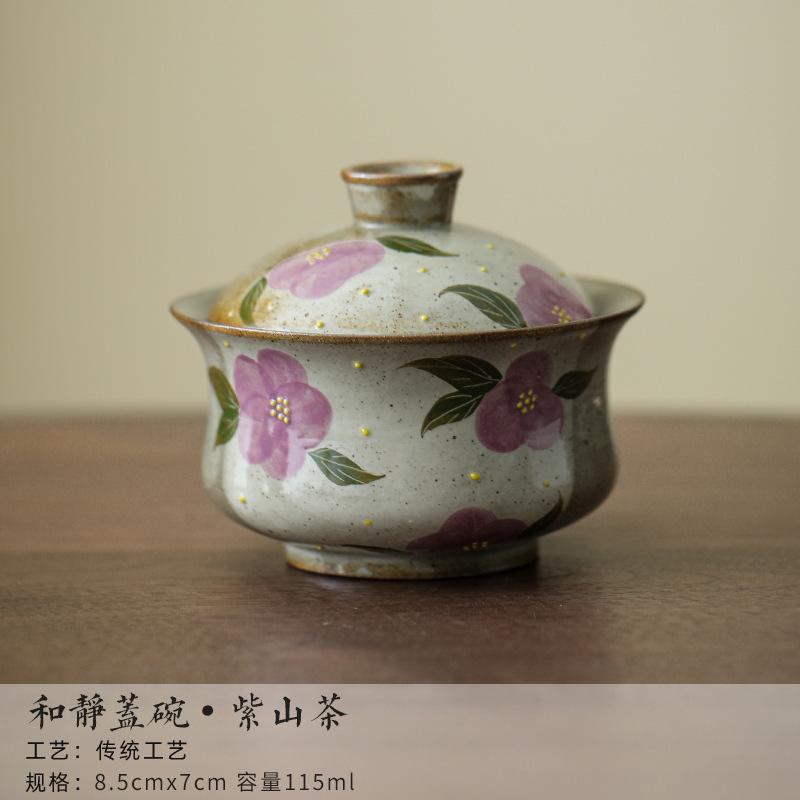 

Hand-painted Wisteria Camellia Gaiwan Ancient Tea Tureen Tea Bowl With Lid Kit Tea Maker Cover Bowl Chinese Tea Set Ornaments