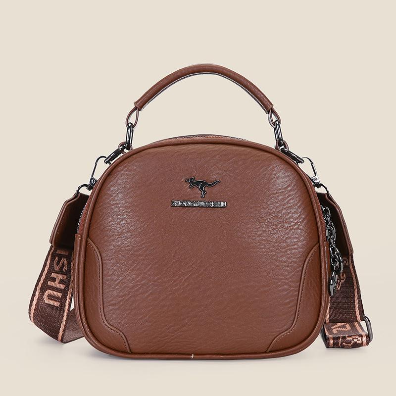

High-End 2025 Women s Retro Round Crossbody Bag: Versatile, Large-Capacity with Textured Compartments коричневый