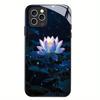 Lotus Black Tempered Glass Case For iPhone 17 16 15 14 13 12 Pro Max Shockproof Anti Fingerprint Phone Back Cover Hard Shell