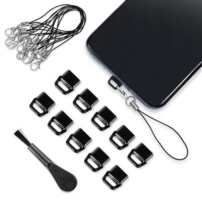 10 Pieces of USB C Dust Plugs, Mobile Phone USB Type C Dust Cover To Protect the USB Port, with Easy-Grip Label Lanyard and Cleaning Brush