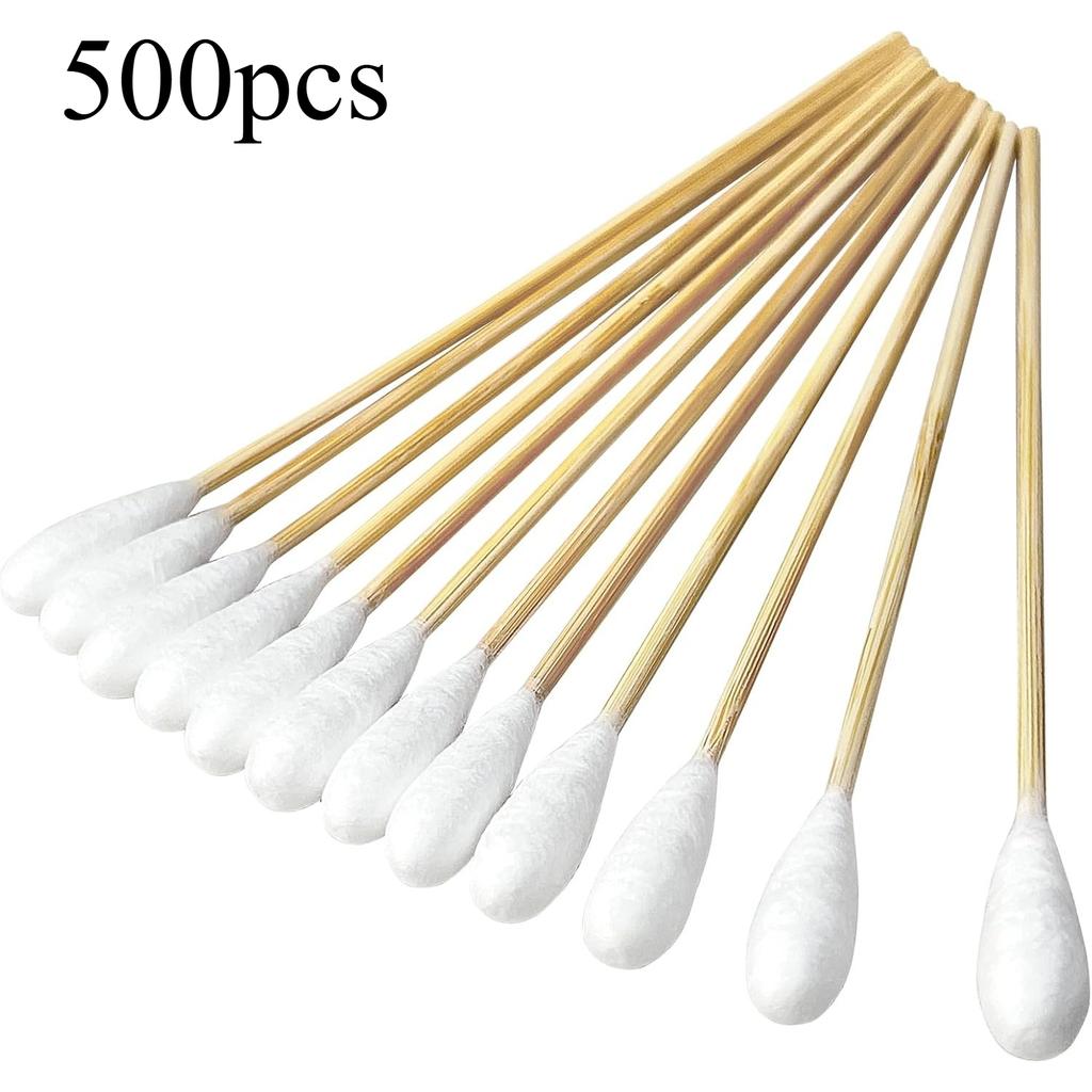 Eyxformula 6 Inch Long Cotton Swabs for Pet Cleaning, Bamboo Handle, Pet Ear Cleaning Solution Supplies for Dogs and Cats (100 Pcs Large Cotton Swabs)