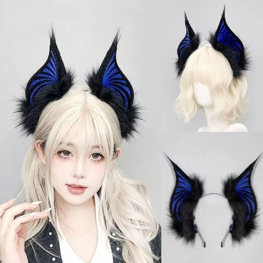 Soft Bat Headband Plush Cosplay Ears Headband Comfortable Plush Headband  Stage Performance