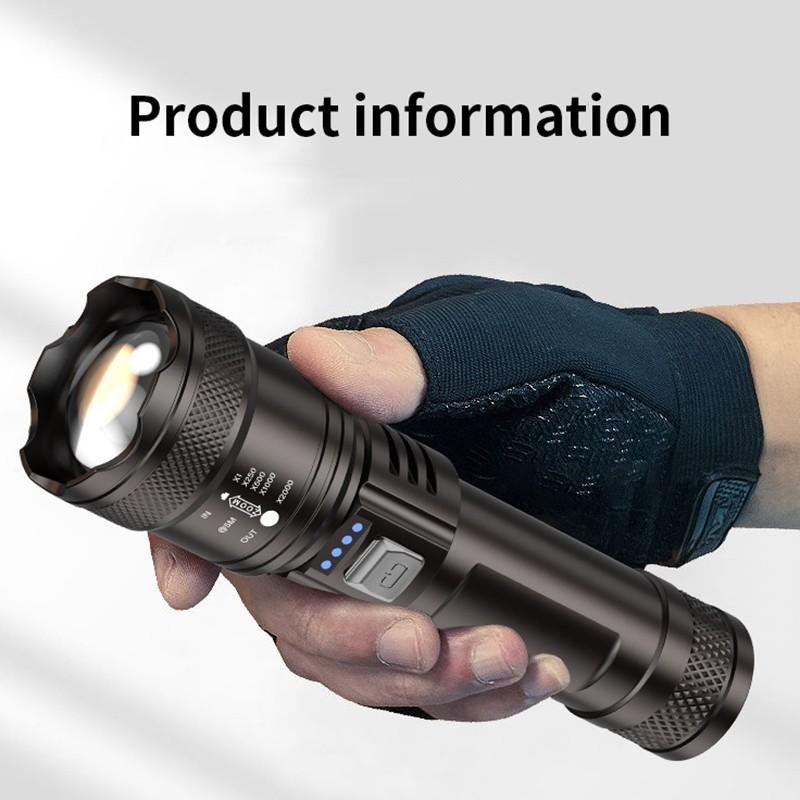 Telescopic Zoom Flashlight USB Rechargeable Zoomable Lamp Outdoor Lighting For Fishing, Riding, Camping, Hunting