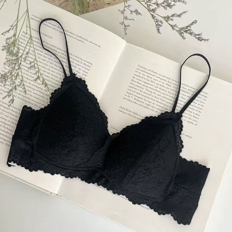 

Французское кружево красивый зад женский бюстгальтер бюстгальтер новый популярный собранный маленькая грудь треугольная чашка летний тонкий S=32/70AB