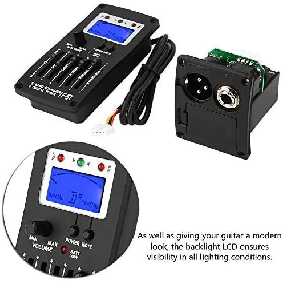 Guitar Pick Up F-5T 5Band Equalizer, Preamp Amplifier Tuner Digital Tuner Pickup for Electric Acoustic Classic Guitar for Electric Acoustic and