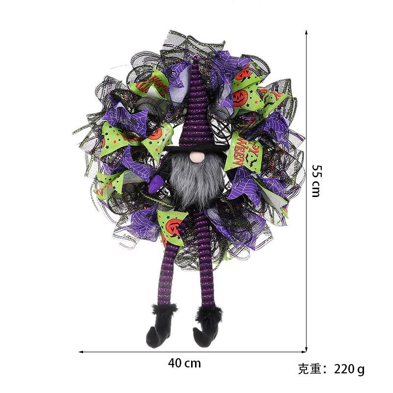 Halloween Wreath Door Hanging Decor With Faceless Figure Haunted House Party Decoration