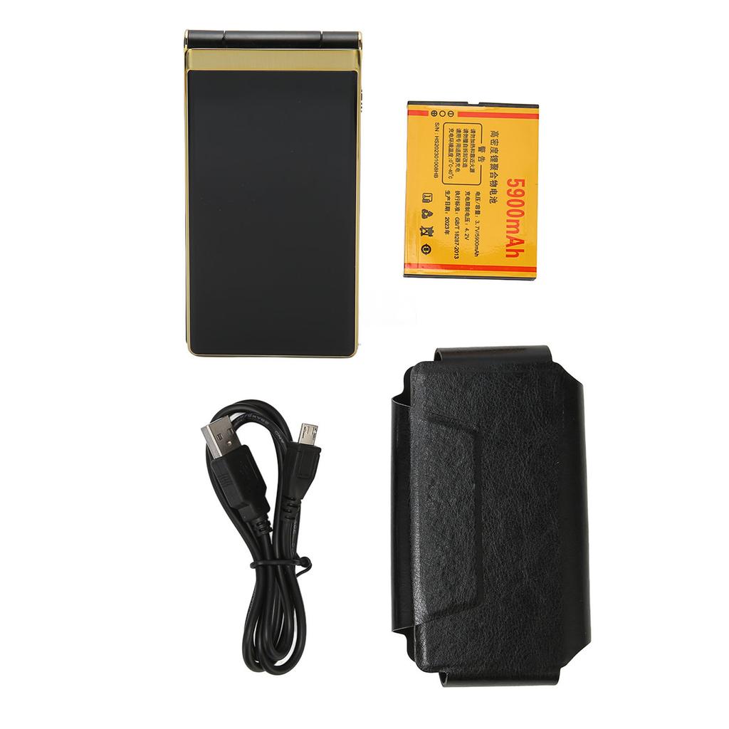 Flip Phone 3in Screen Senior Phone Dual Standby Big Button Flashlight Loud Speaker 5900mAh Battery