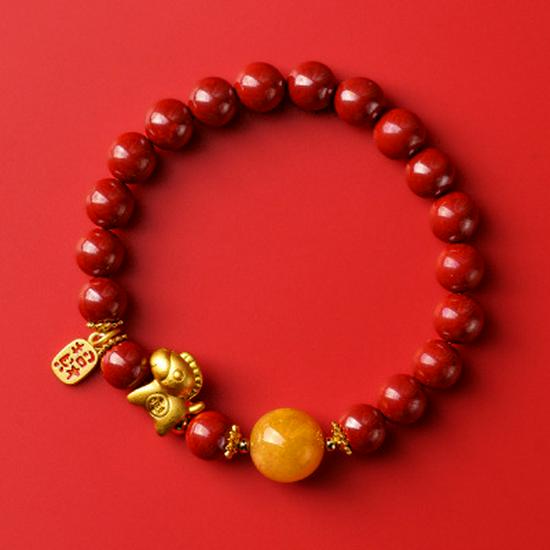 

2026 Year of the Horse Women s Bracelet: Cinnabar Beads for Wealth & Fortune - New Year Gift Regular Content Purple Gold Sand