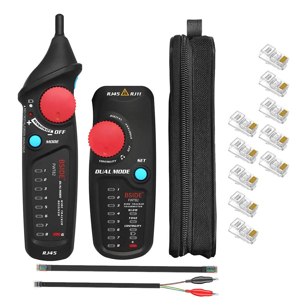 Трассоискатель сетевого кабеля Тестер проводов BSIDE FWT82 Профессиональный RJ45 RJ11 Телефонный Тонер Ethernet LAN Трассировщик Детектор Искатель Линии